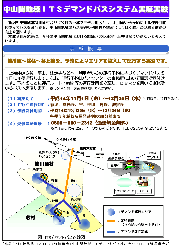 中山間地域ITSデマンドバスシステム実証実験